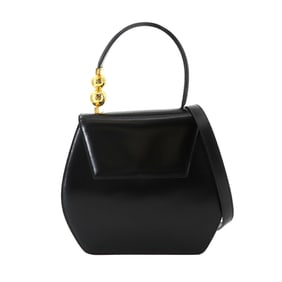 Celine Star Ball 2-Way Hand Shoulder Bag in Black Leather with Gold Hardware