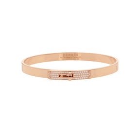 Hermès Kelly Bracelet PM, 61 diamonds, 0.36ct total, 18K pink gold, size ST. HERMES Bangle.