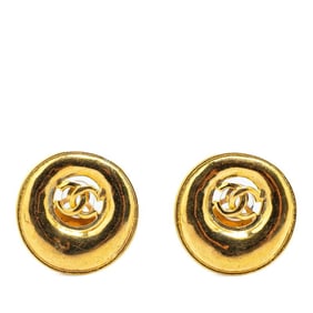 Vintage Chanel Coco Mark Round Earrings, Gold Plated, Women's, CHANEL