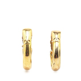 Chanel Coco Mark Hoop Earrings, Gold Plated, Women's, CHANEL