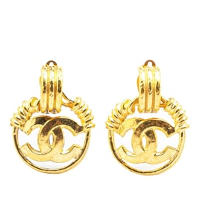 Vintage Chanel Coco Mark Earrings, Gold Plated, Women's, CHANEL