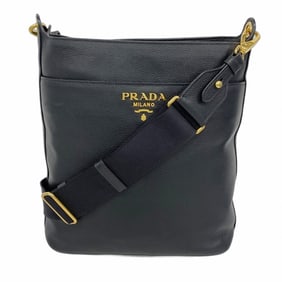 Prada shoulder bag in black leather for women