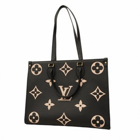 Louis Vuitton Monogram Empreinte Two-Tone On-the-Go Tote Bag M45495 Black/Beige Women's