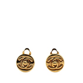Vintage Chanel Coco Mark Turnlock Earrings, Gold Plated, Women's, CHANEL
