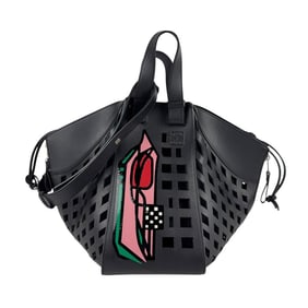 LOEWE Hammock Tulip Shoulder Bag in Black Leather, Women's, z6300