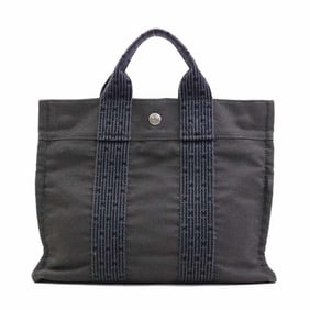 Hermes Hermès Air Line Canvas Handbag in Dark Gray and Silver, Women's, w1203a