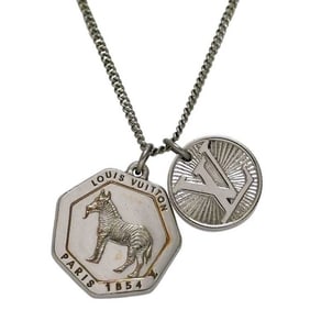 Louis Vuitton Savane Zebra Necklace ec-24103 Silver M62611 Metal RM0196 LOUIS VUITTON LV Initial