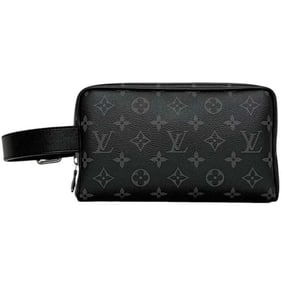 Louis Vuitton Locker Dopp Kit clutch bag f-24162 in black, Monogram Eclipse M83113 canvas, RFID