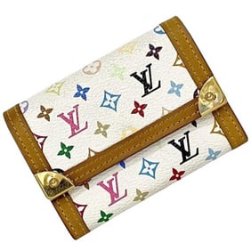 Louis Vuitton Porte Monnaie Plat coin case f-24068 in white, blanc, and multicolored Monogram Multi