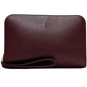 Cartier Second Bag ec-23971 Bordeaux Must Leather Strap Men's Wine Red Grained