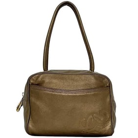 LOEWE handbag ec-24062 in gold and brown anagram nappa leather. gold-colored soft leather for women.