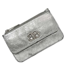 Balenciaga card holder/coin case f-24080 Silver Monaco 765420 Leather coin purse 8122 N 527545