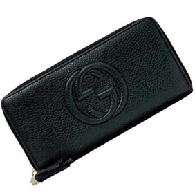 Gucci Round Long Wallet ec-24164 Black Interlocking 598147 Leather 1147 GUCCI GG Men's Women's