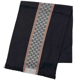 Gucci Stole ec-24138 Black Wool GUCCI GG Stripe Men's Women's Scarf Knee Cover
