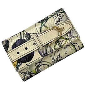 Gucci 6-ring key case ec-24026, cream white and green, Flora Nice 309759, PVC leather 496334, GUCCI