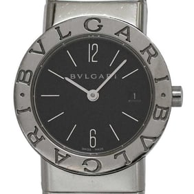 Bvlgari Tubogas Watch f-24033 Black Silver BB 26 2TS Women's Stainless Steel Quartz D313***