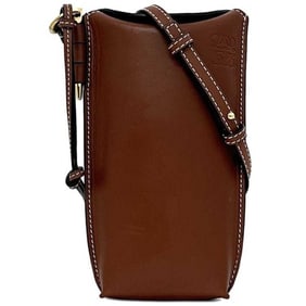 LOEWE Phone Shoulder Bag f-24192 Brown Gate Anagram C650Z42X34 Leather Pochette Crossbody Women's