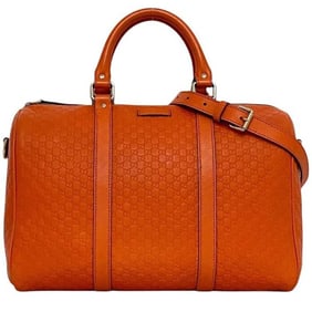 Gucci 2-way Boston bag f-24030, orange Shima 449646 leather, 001998. GUCCI handbag, GG embossed