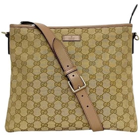 Gucci Shoulder Bag f-24089 Beige GG Canvas 388924 Leather 525040 GUCCI Crossbody Square for Men and