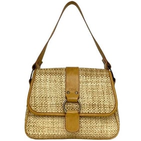 Chloé Chloe handbag ec-24122 beige straw leather bag flap women's