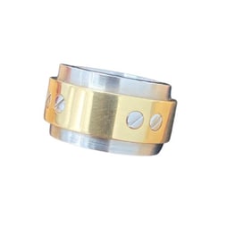 Cartier Santos 100 Ring, 18K Yellow Gold, Stainless Steel, #48, Size 8