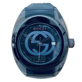 GUCCI Sync Date 137.1 Black Dial Rubber Strap Watch