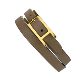 HERMES B-Api Double Tour Leather Bracelet T3 M Etoupe Nata Women's