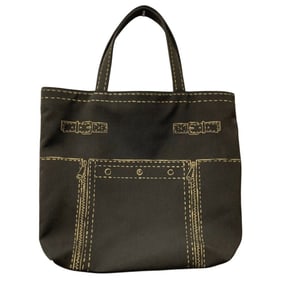 Yves Saint Laurent Rive Gauche canvas tote bag in dark brown for women