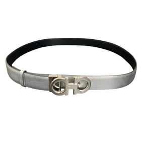 Salvatore Ferragamo Gancini Buckle Leather Belt in Silver for Women