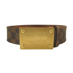 LOUIS VUITTON Damier Santur Inventour Belt M6810U #80 32 Brown Gold Men's