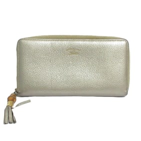 GUCCI Swing Bamboo Long Wallet with Round Zipper, 307984, Gold, Women's