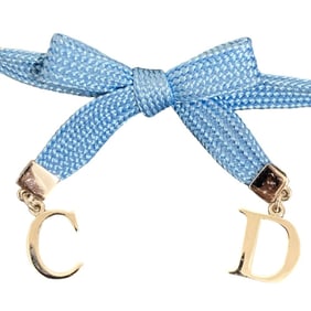 Christian Dior ribbon choker blue women's