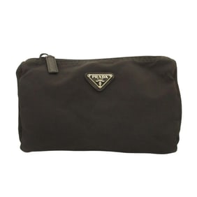 PRADA Triangle Logo Nylon Pouch Mini Bag Cosmetic with Triangular Plate, Black, for Men and Women