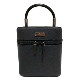 GUCCI Canvas Top Handle Vanity Bag Handbag Black Women's