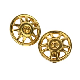 CHANEL Vintage Coco Mark Round Earrings, Gold, Women's
