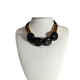 MARNI Necklace Choker Accessory with Box, Black x Gold, Women's