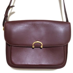 Cartier Must Line Leather Crossbody Flap Shoulder Bag in Bordeaux with Gold Hardware for Women