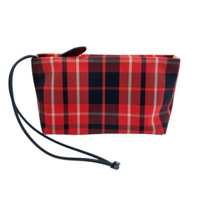 BURBERRY Check Pattern Clutch Bag Pouch Red Women's