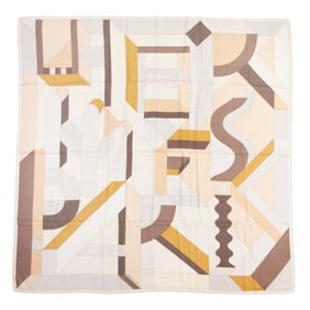 HERMES Carré 140 Cassisile PERSPECTIVE CAVALIERE Scarf/Muffler, Beige, Women's