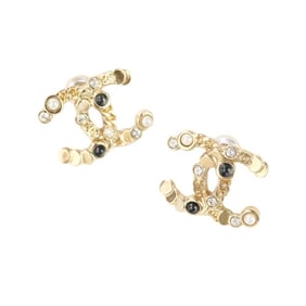 CHANEL A19S Stone Coco Mark Earrings, Gold, Women's