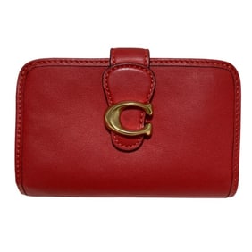 COACH Tabby Medium Wallet, L-Zip, Compact Bifold Red, Women's