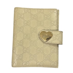 GUCCI Gucci Shima Leather GG Pattern Heart Agenda Cover, Ivory, Women's