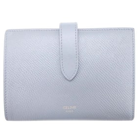 CELINE Medium Strap Wallet, Bifold, Compact, Logo, with Coin Purse, Gray, Women's