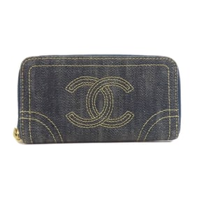 Chanel Coco Mark Stitch Coin Case Denim Women's CHANEL