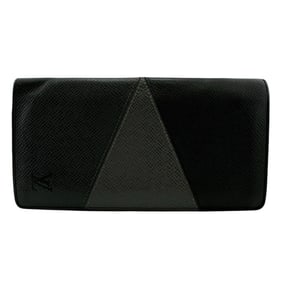 LOUIS VUITTON M30715 Portefeuille Brazza NM Bifold Taiga Long Wallet in Black for Men