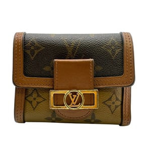 LOUIS VUITTON M68725 Portefeuille Dauphine Compact Flap Monogram Reverse Tri-fold Wallet, Brown,