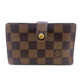 LOUIS VUITTON Louis Vuitton Wallet N61664 Porte Monnaie Bi-fold Wallet, Damier Leather, Brown,