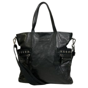 JIMMY CHOO Star Stud Biker Shoulder Bag Tote Black Unisex