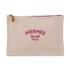 Hermes Hermès New Yachting PM Pouch in Purple Canvas. This flat pouch bag is also available.