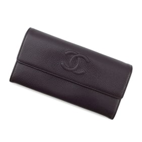 CHANEL Coco Mark Caviar Leather Long Wallet A50070 Bifold